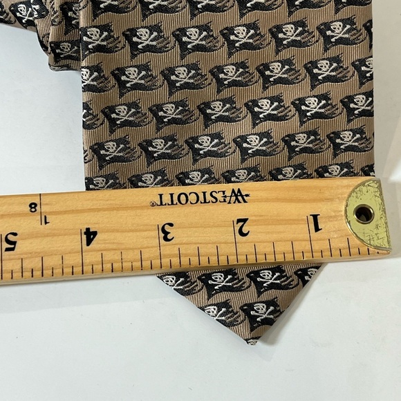 Official Disney Pirates of the Carribean Brown Tie with Skull Flag Pattern - Picture 6 of 7